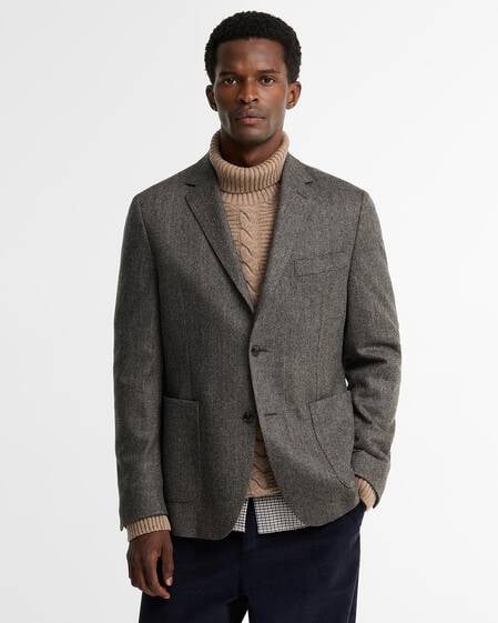 Blazer con motivo a spina di pesce Fairford Grey Marl