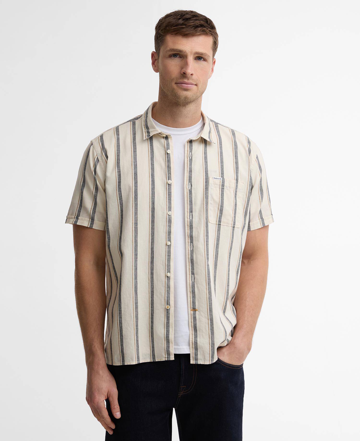 Barkend Striped Short-Sleeved Shirt Whisper White image number 0
