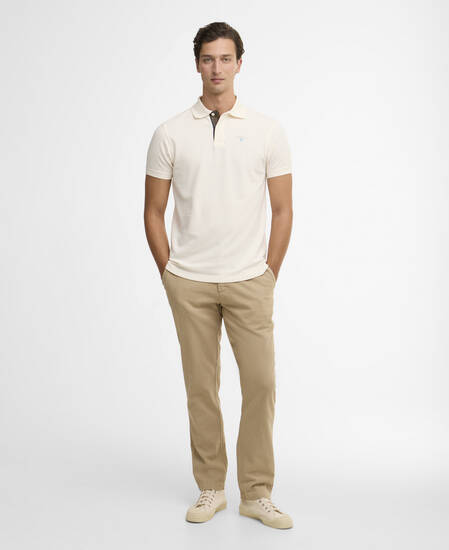 Pantaloni in cotone e lino dalla vestibilit&agrave; leggermente aderente Washed Stone