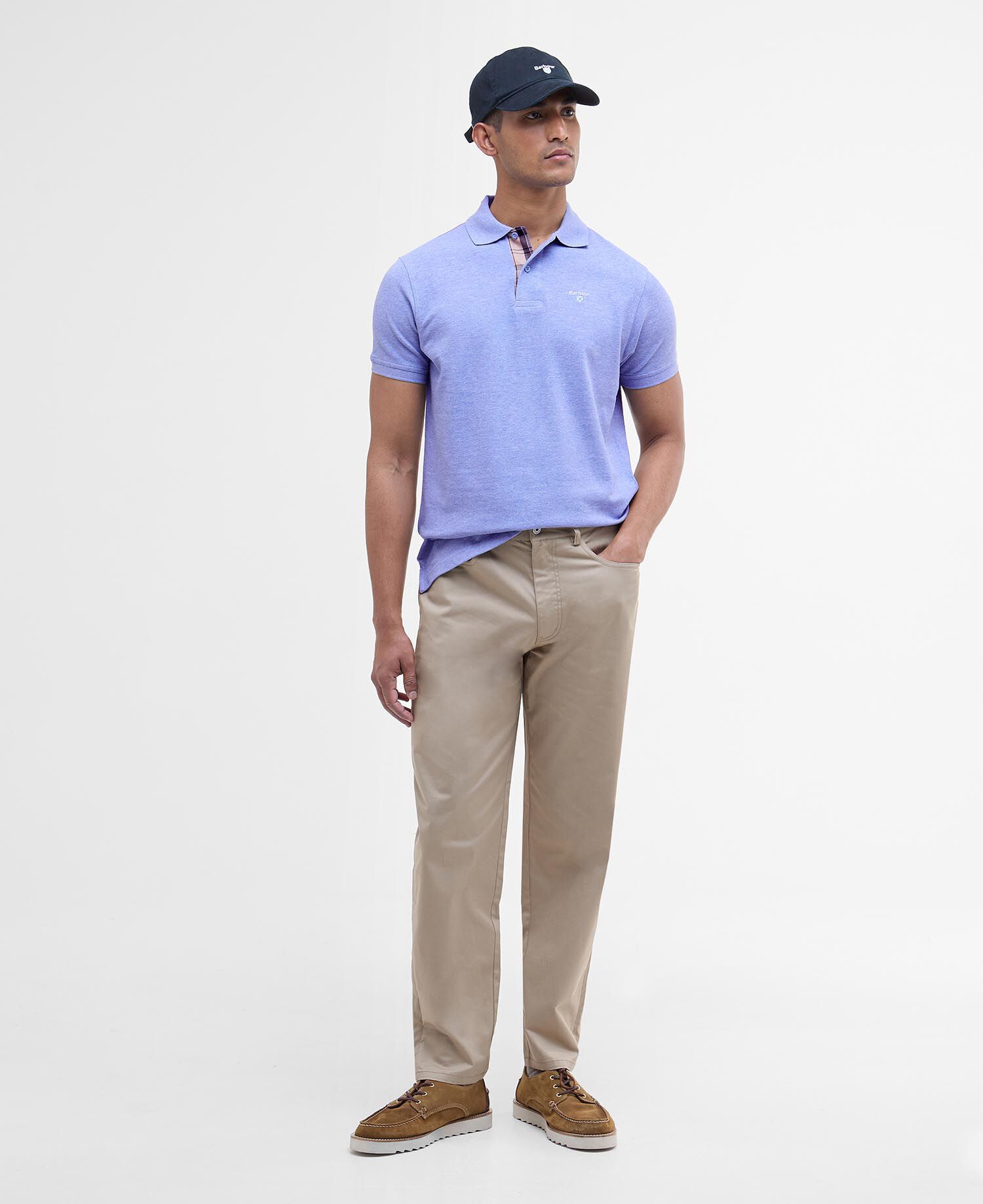 Tartan Pique Polo Shirt Sky Marl-Dress