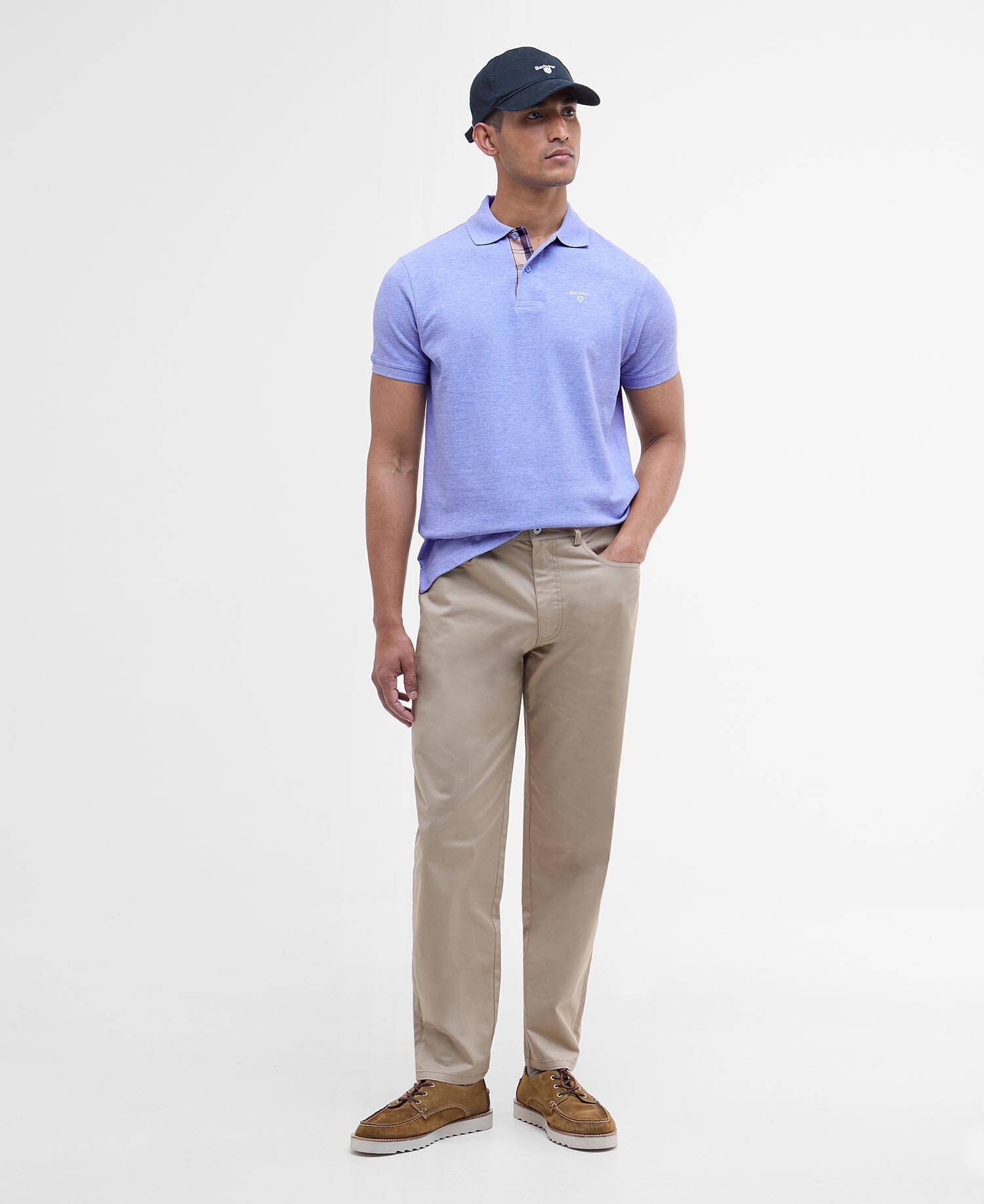Tartan Pique Polo Shirt Sky Marl-Dress image number 1