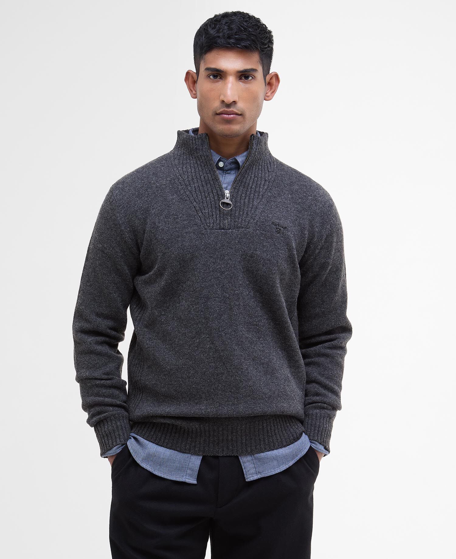 Essential Quarter-Zip Jumper Charcoal