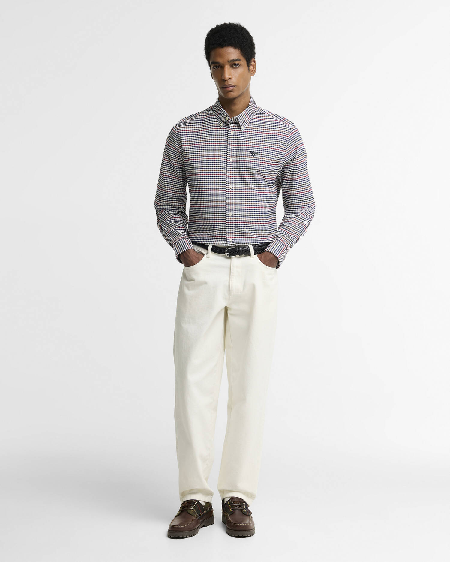 Rickwood Tailored Gingham Long-Sleeved Shirt Navy image number 1