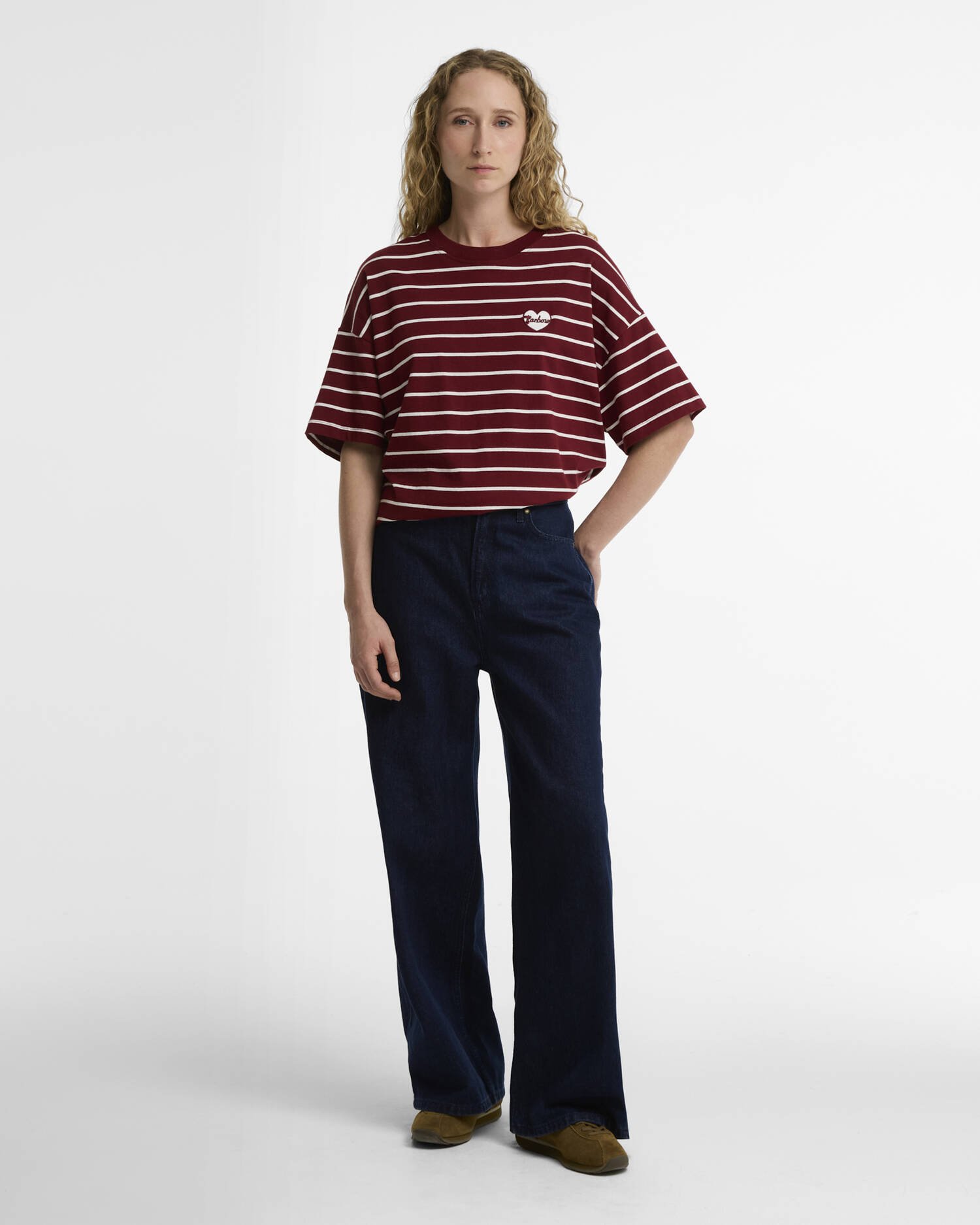 T-shirt a Ambleside con motivo a righe Cranberry Red/Cloud image number 1
