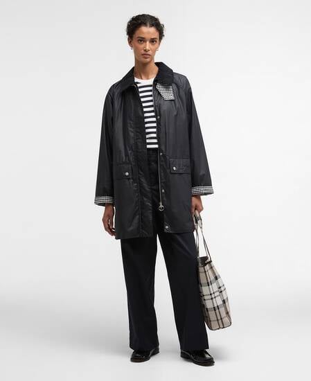 Wachsjacke Wren Royal Navy/Navy Gingham Check