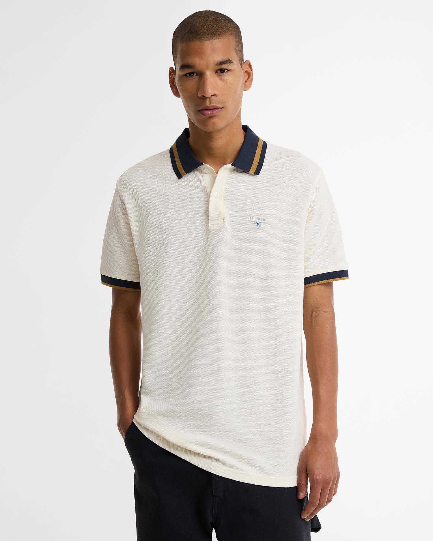 Anthorn Textured Tailored Polo Shirt Whisper White image number 0