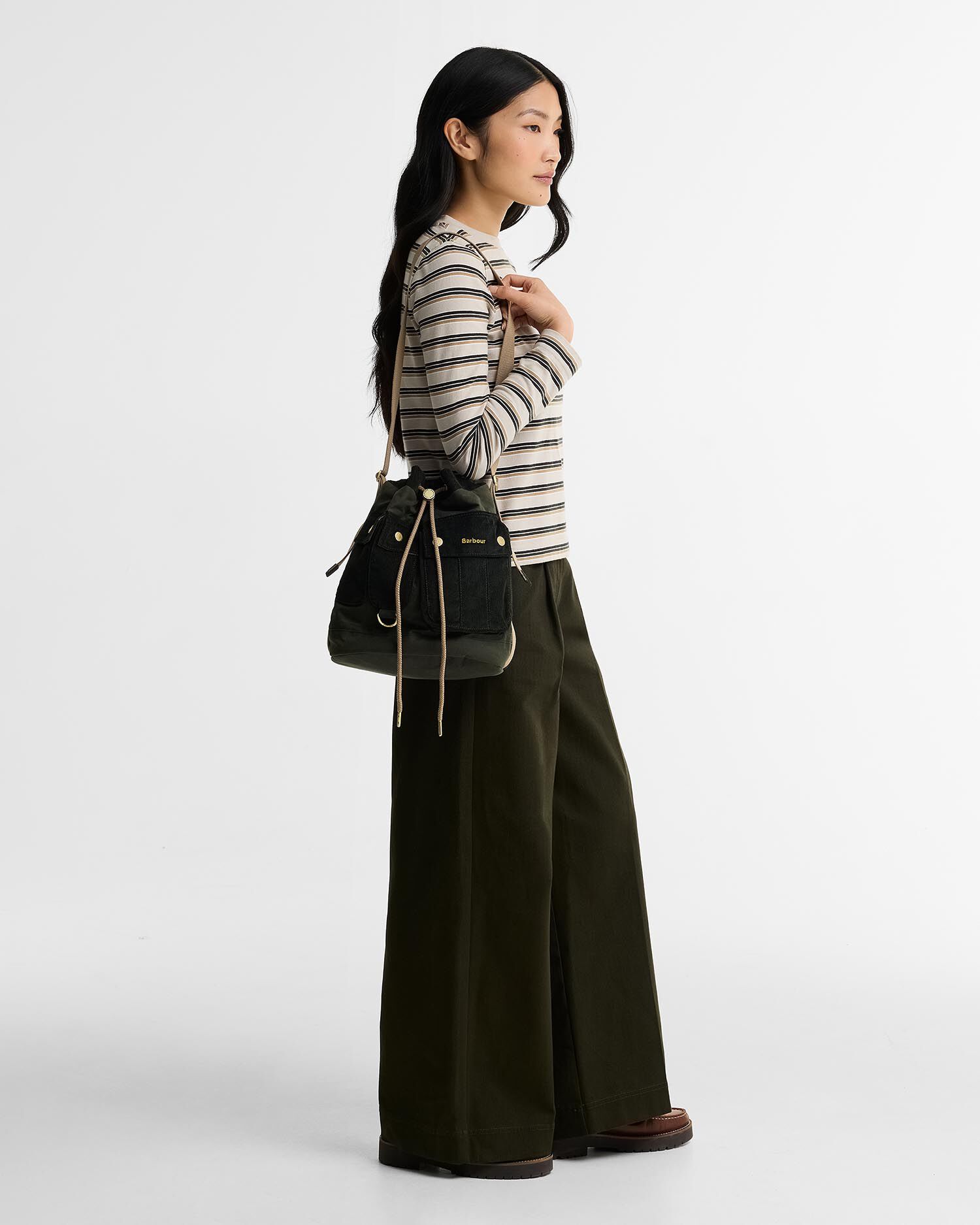 Barbour Tote Bag Mia Waxed Drawstring Fern