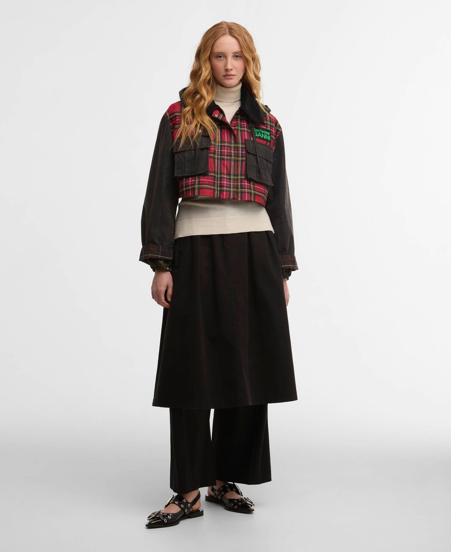 Barbour x GANNI Tartan Peplum Waxed Jacket Classic/Royal Stewart/Charcoal/Classic Tartan image number 1