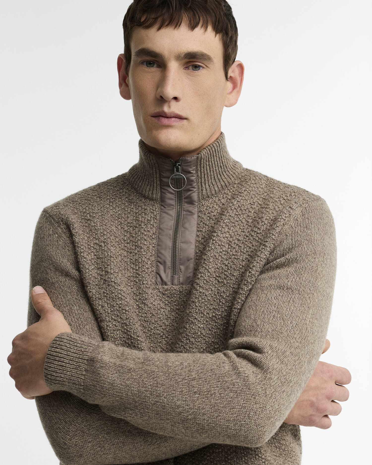 Danforth Textured Half-Zip Jumper Mushroom image number 3