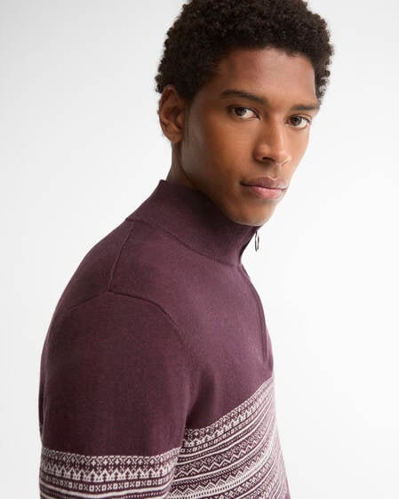 Millwood Fair Isle Half-Zip Jumper Burgundy
