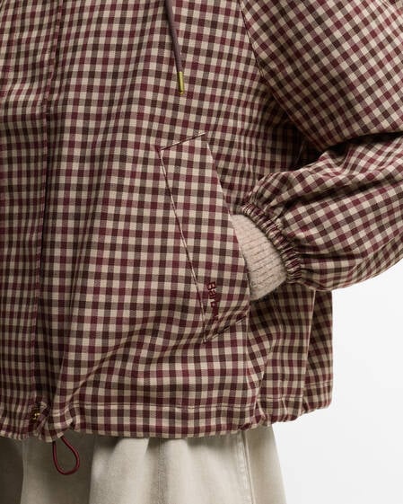 Audrey Showerproof Jacket Cranberry/Brown Gingham