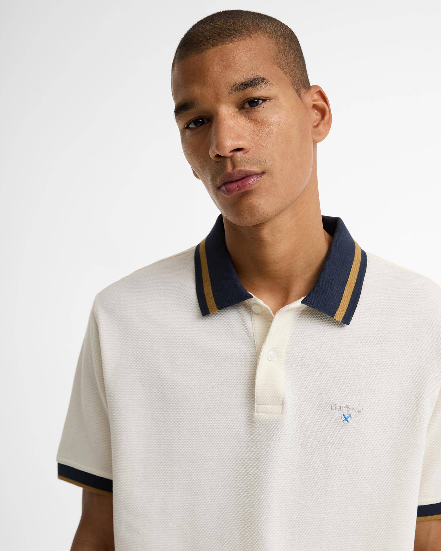Anthorn Textured Tailored Polo Shirt Whisper White image number 3