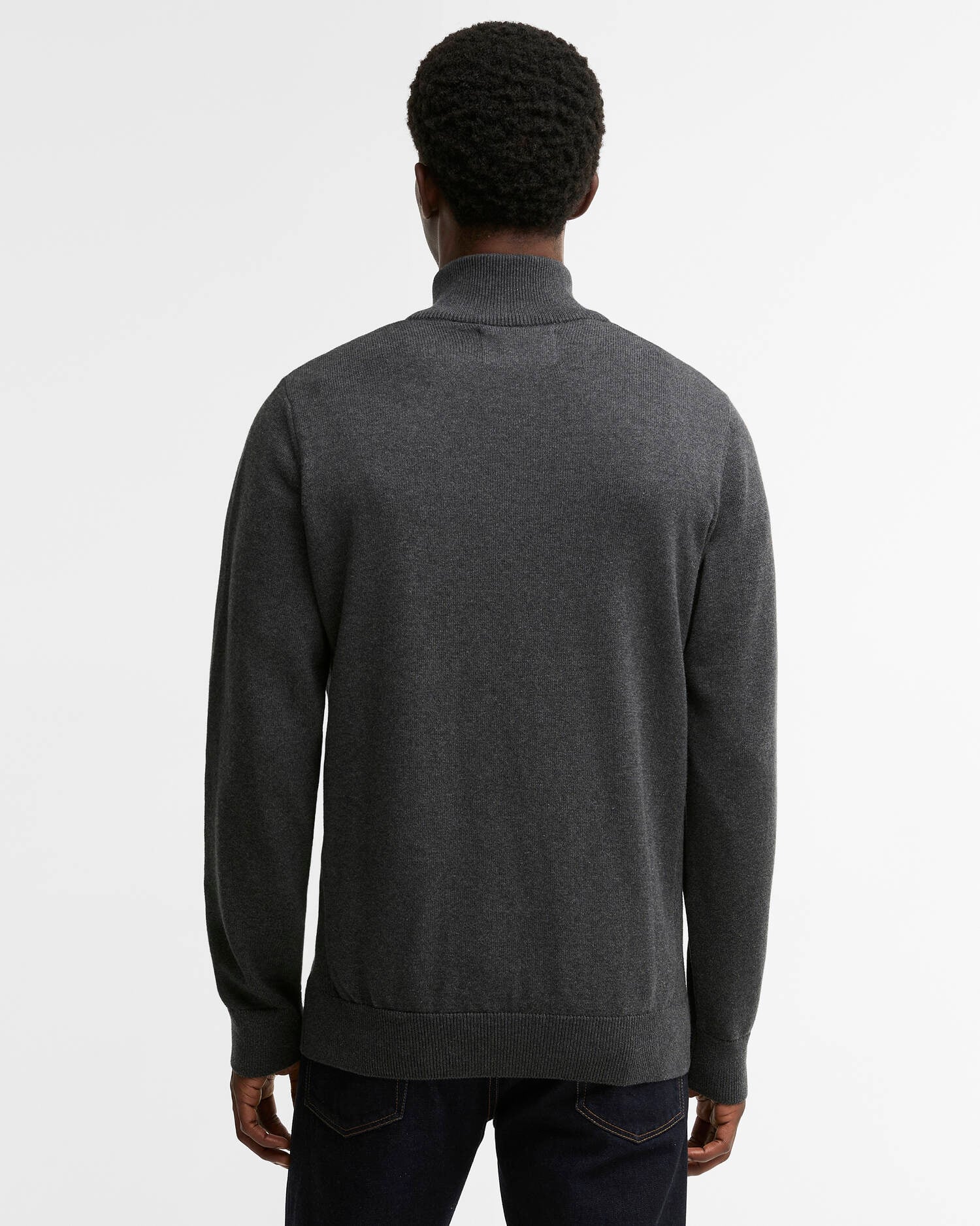 Cotton Quarter-Zip Jumper Charcoal image number 2