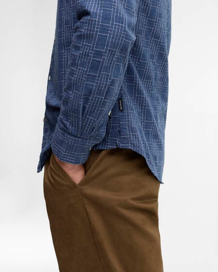 Lantern Tailored Check Long-Sleeved Shirt Navy