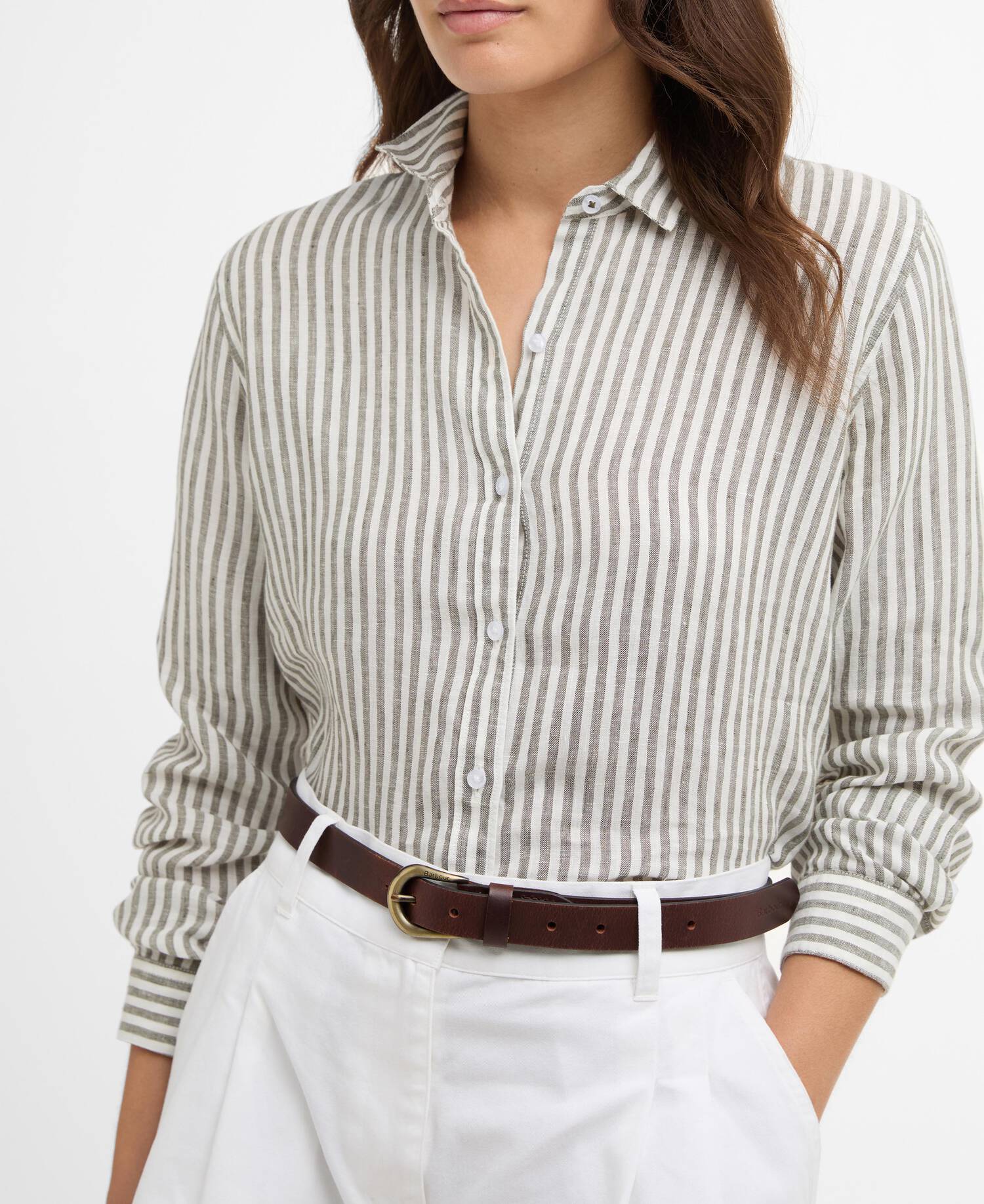 Bluse Marine Long-Sleeved Relaxed Dusky Khaki Stripe image number 3