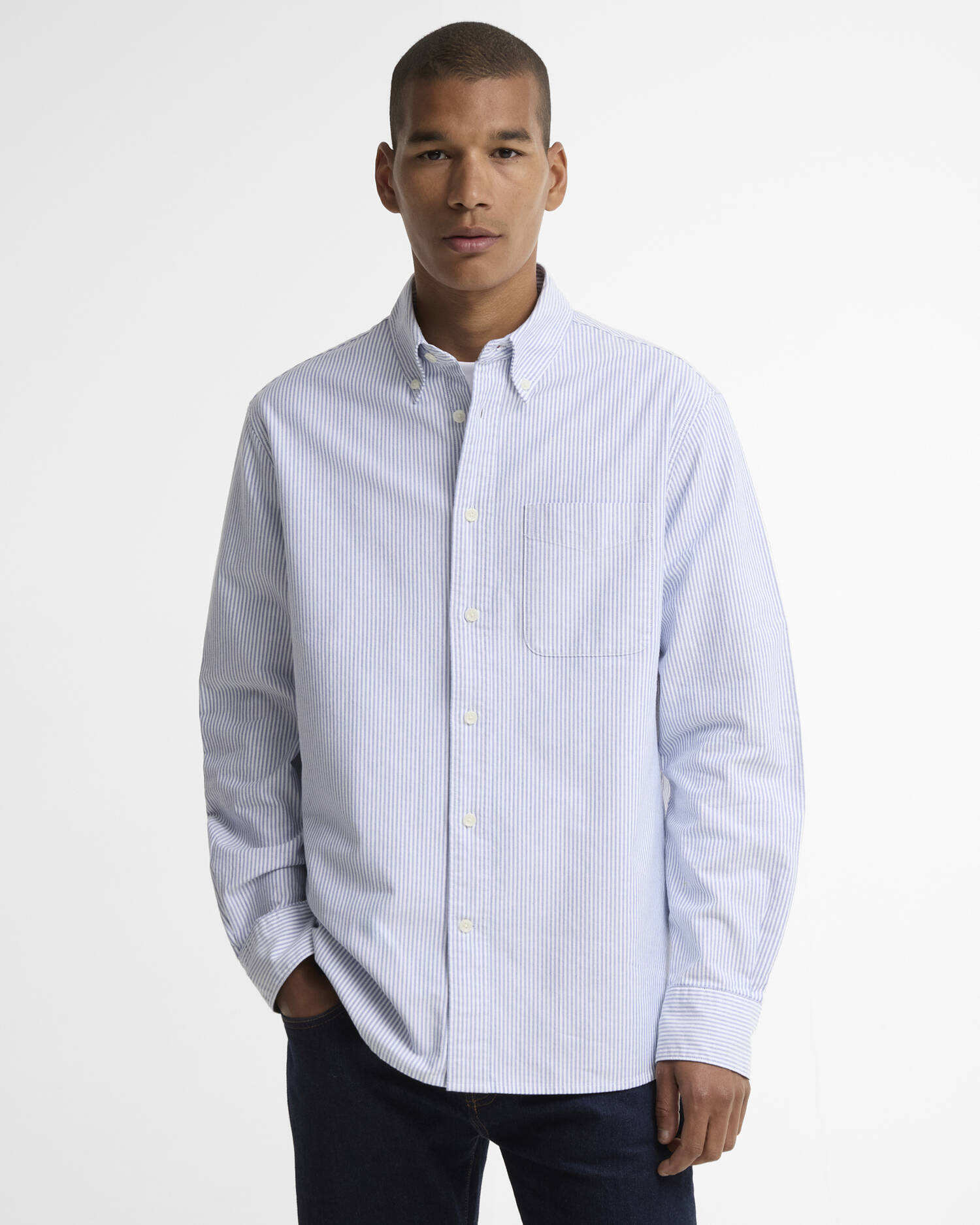 Striped Authentic-Fit Long-Sleeved Shirt Blue image number 0