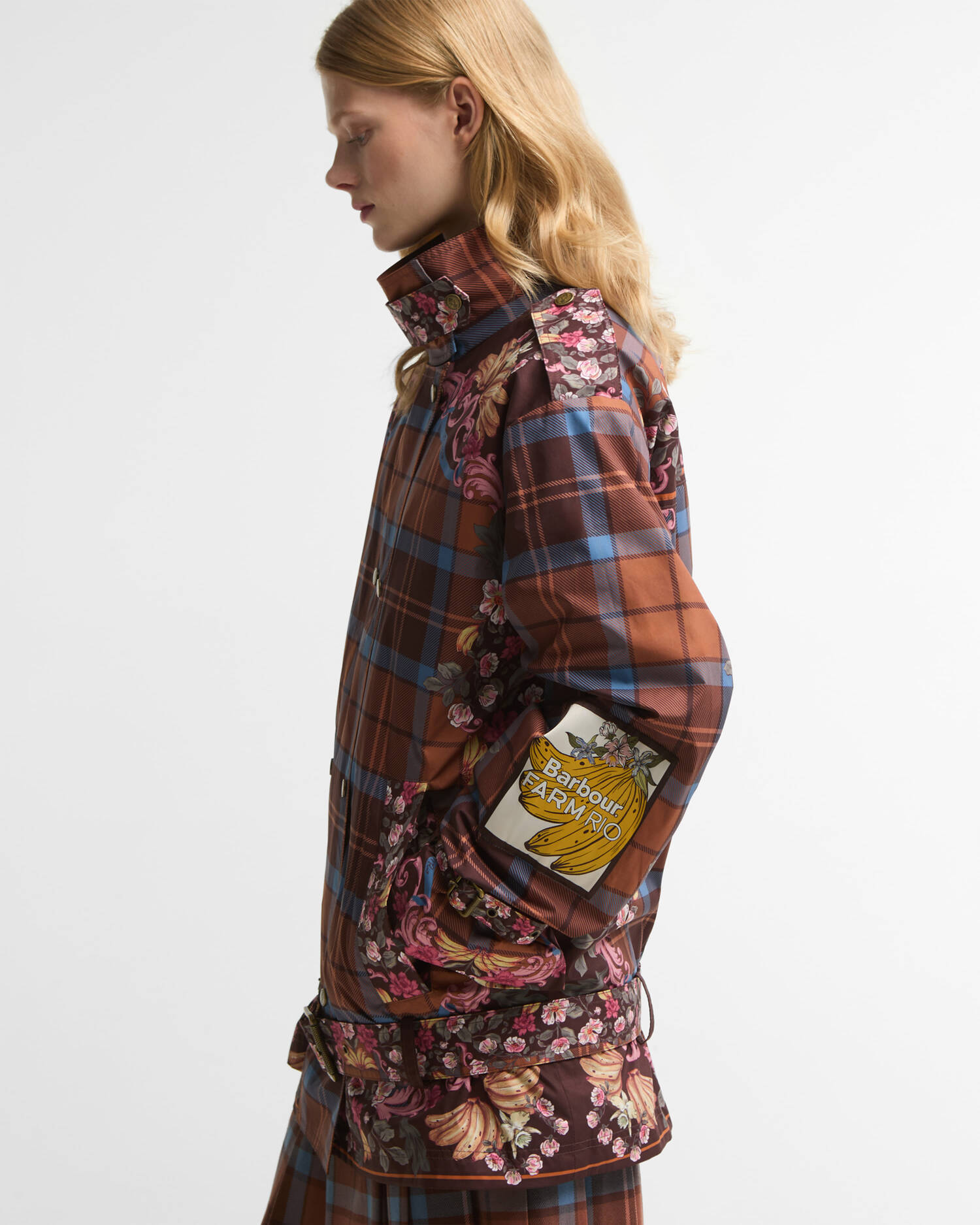 Giacca antipioggia con cintura Petrea Barbour FARM Rio Tropical Tea Tartan/Banana Print image number 4