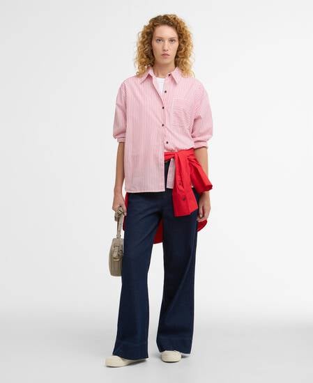 Polly Striped Relaxed Shirt Poppy Red Stripe
