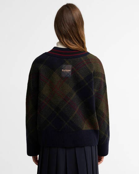Barbour Wollpullover Shae Tartan V-Ausschnitt Shadow Classic Tartan