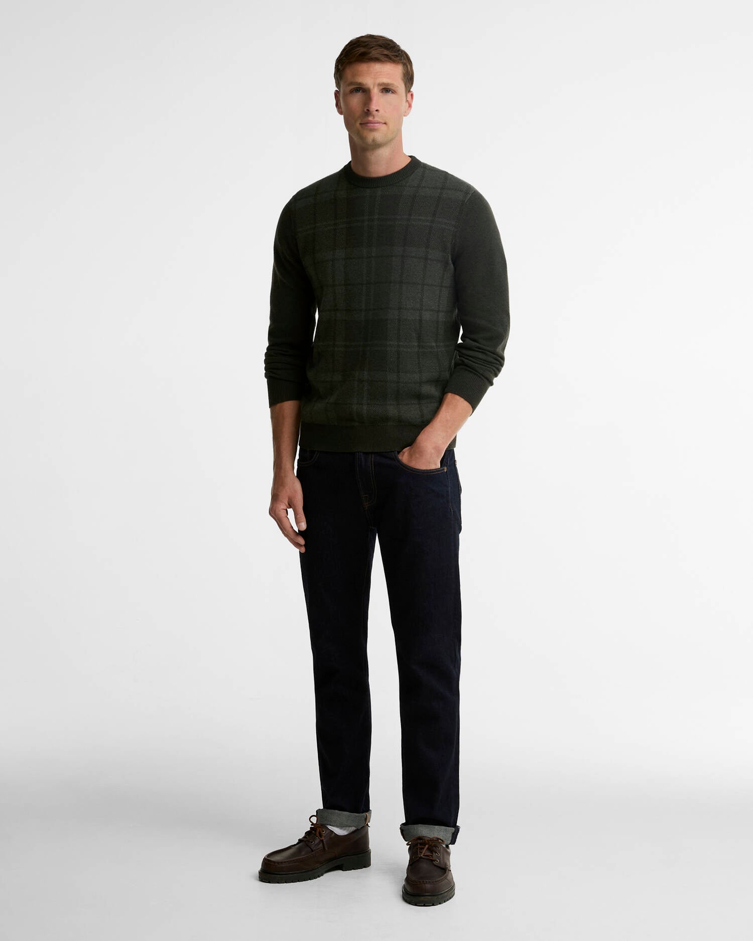 Maglione girocollo Mineral in tartan Pine image number 1