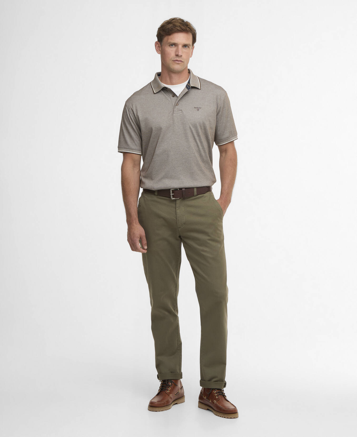 Heydon Short-Sleeved Polo Shirt Dark Sand image number 1
