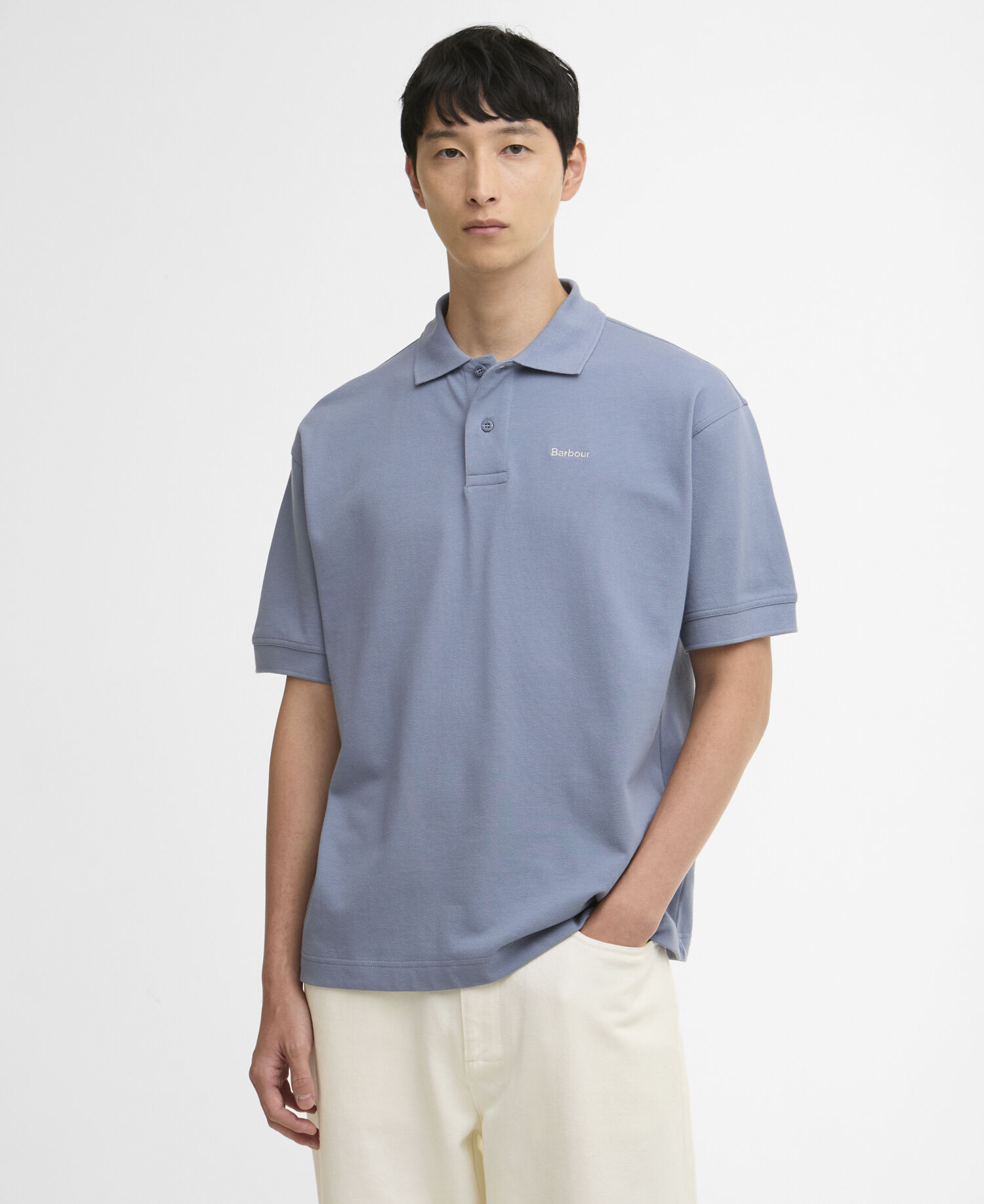 Hexham Oversized Polo Shirt Washed Blue