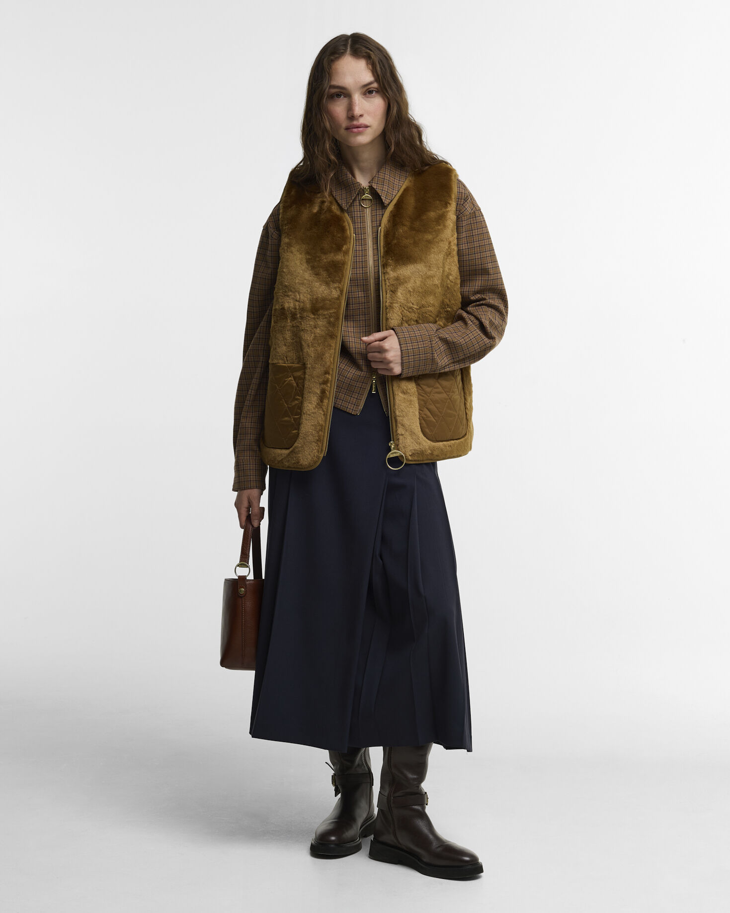Karin Faux-Fur Gilet Brown Fur