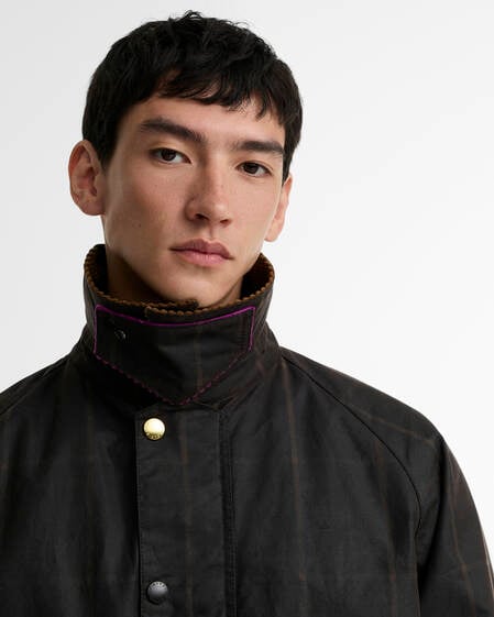 Paul Smith Loves Barbour Transport Windowpane Waxed Jacket Rustic/Bark