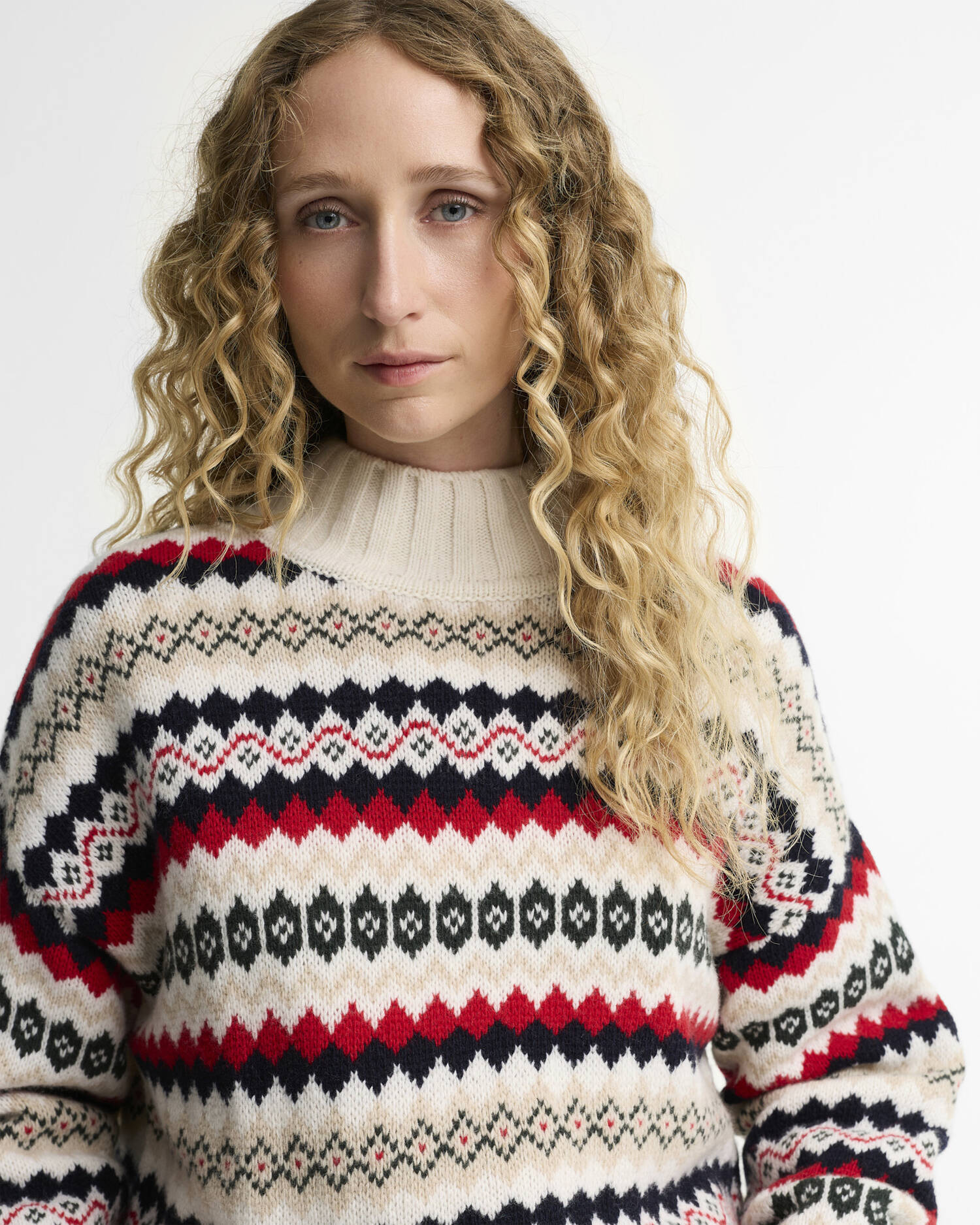 Aspen Fair Isle Funnel Neck Jumper Cloud Multi image number 2