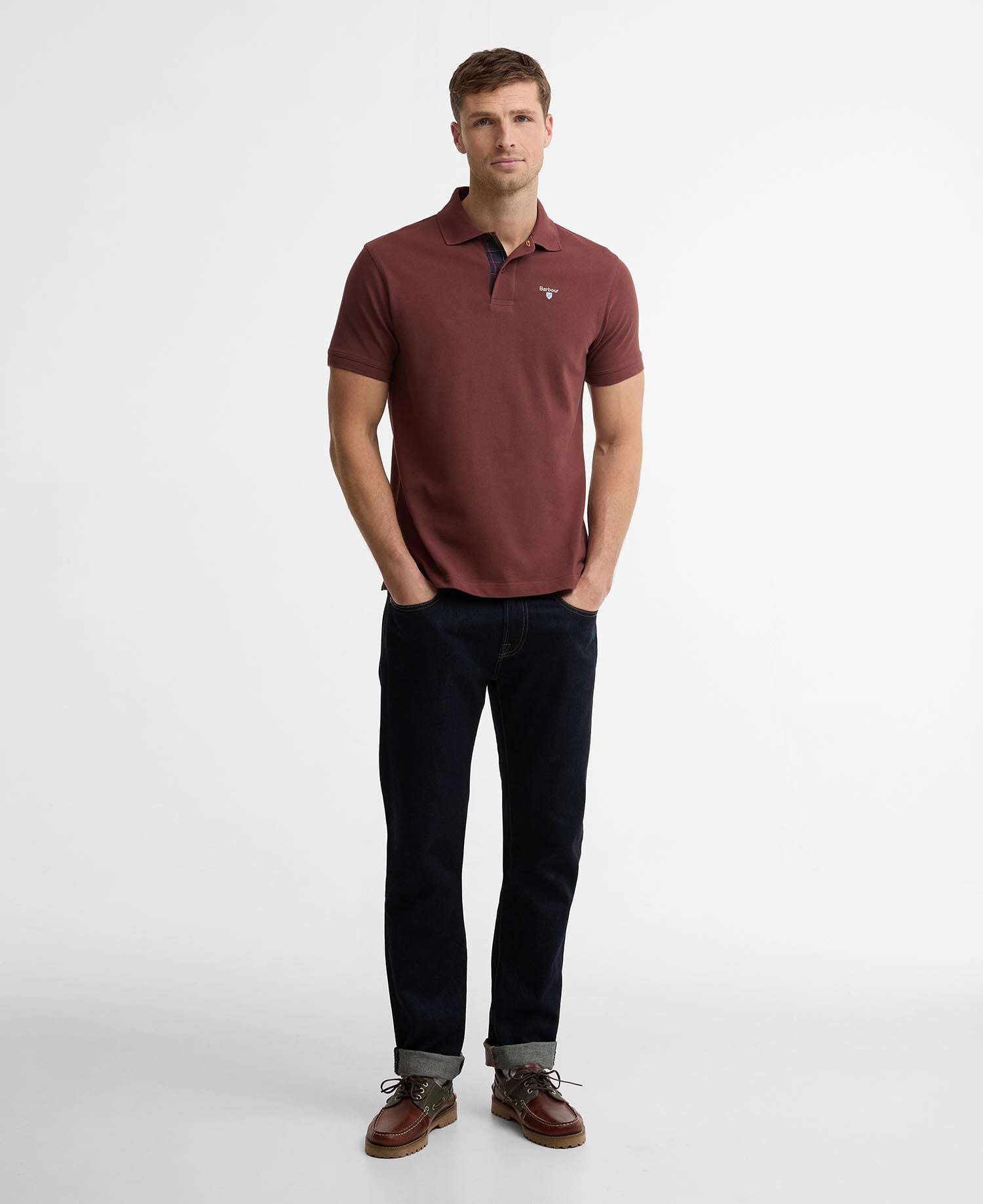 Tartan Pique Polo Shirt Burnt Pepper