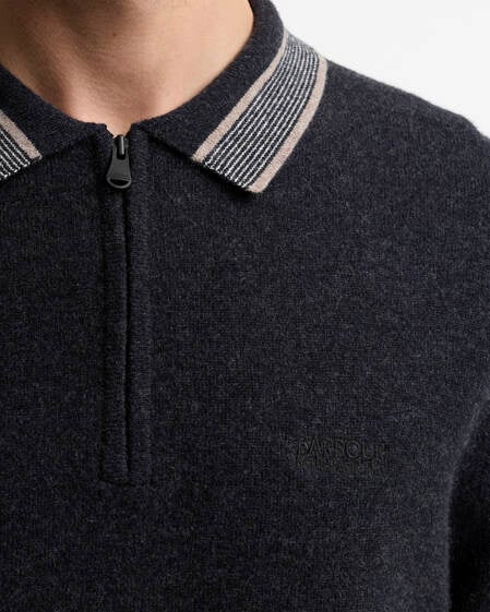 Newport Long-Sleeved Knitted Polo Shirt Black