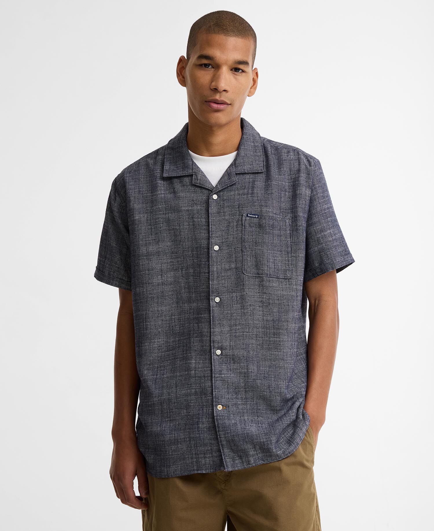 Kurzarmhemd Bowston aus Leinen-Mix Dark Navy