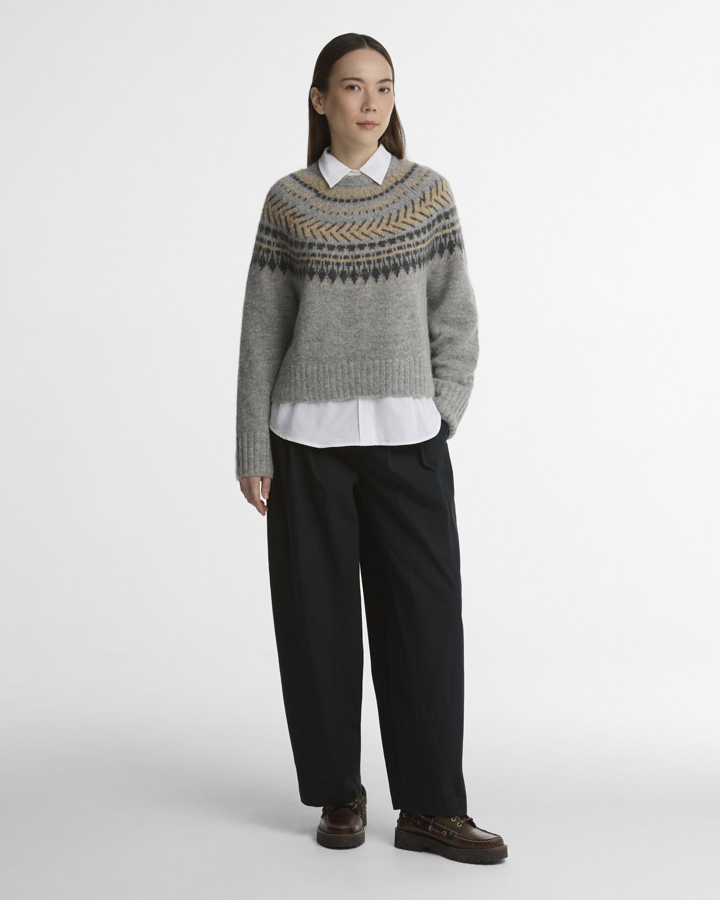 Barbour Pullover Annette Fairisle Rundhalsausschnitt Grey Multi