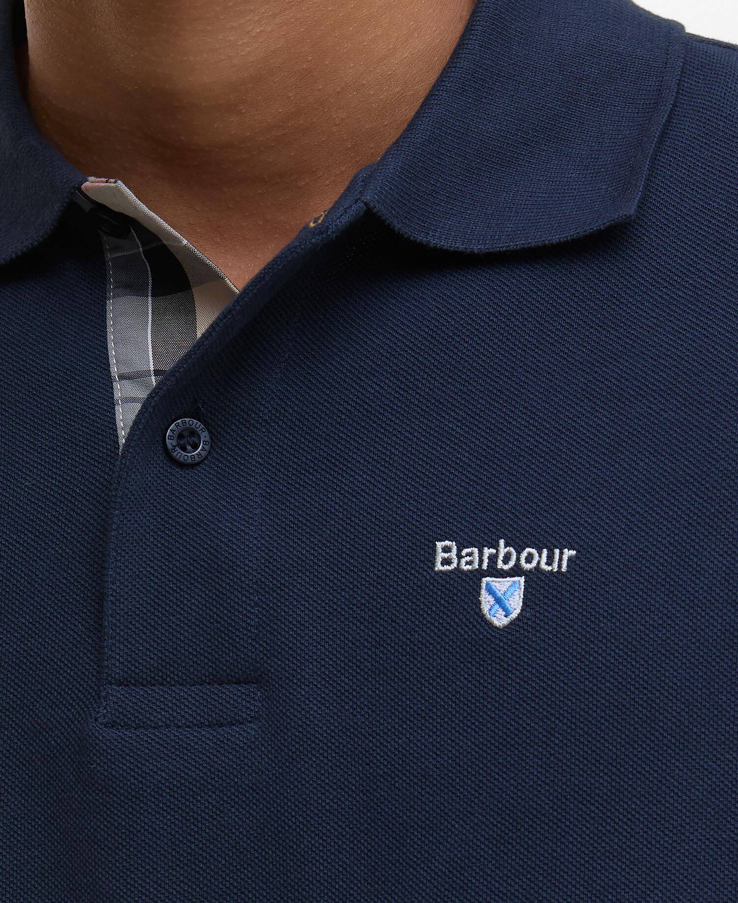 Tartan Pique Polo Shirt New Navy image number 4