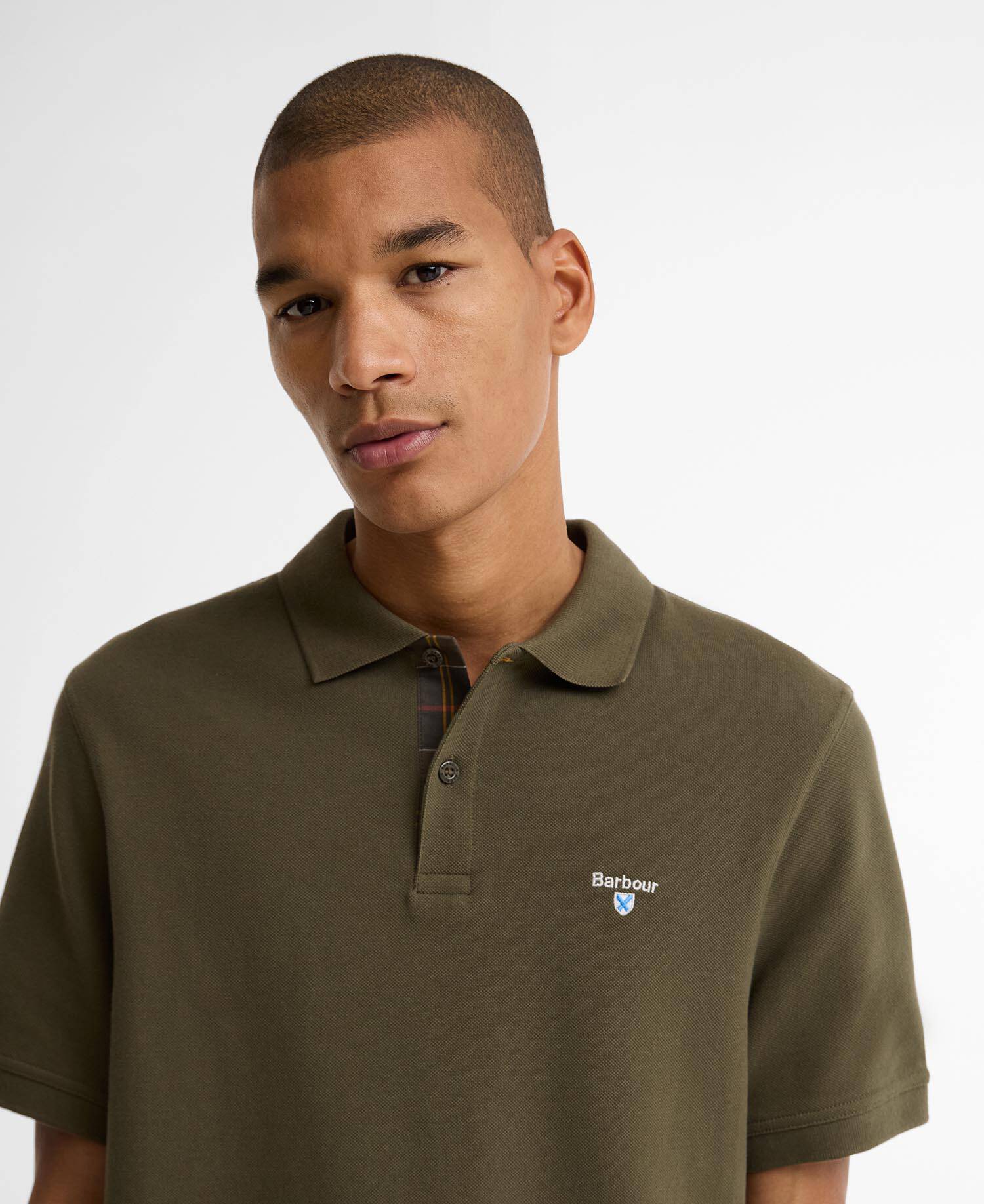 Tartan Pique Polo Shirt Dark Olive/Classic image number 3