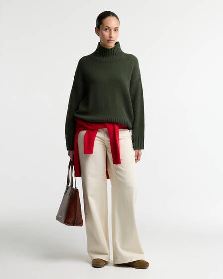 Woodhouse Cashmere-Blend Funnel Neck Jumper Olive