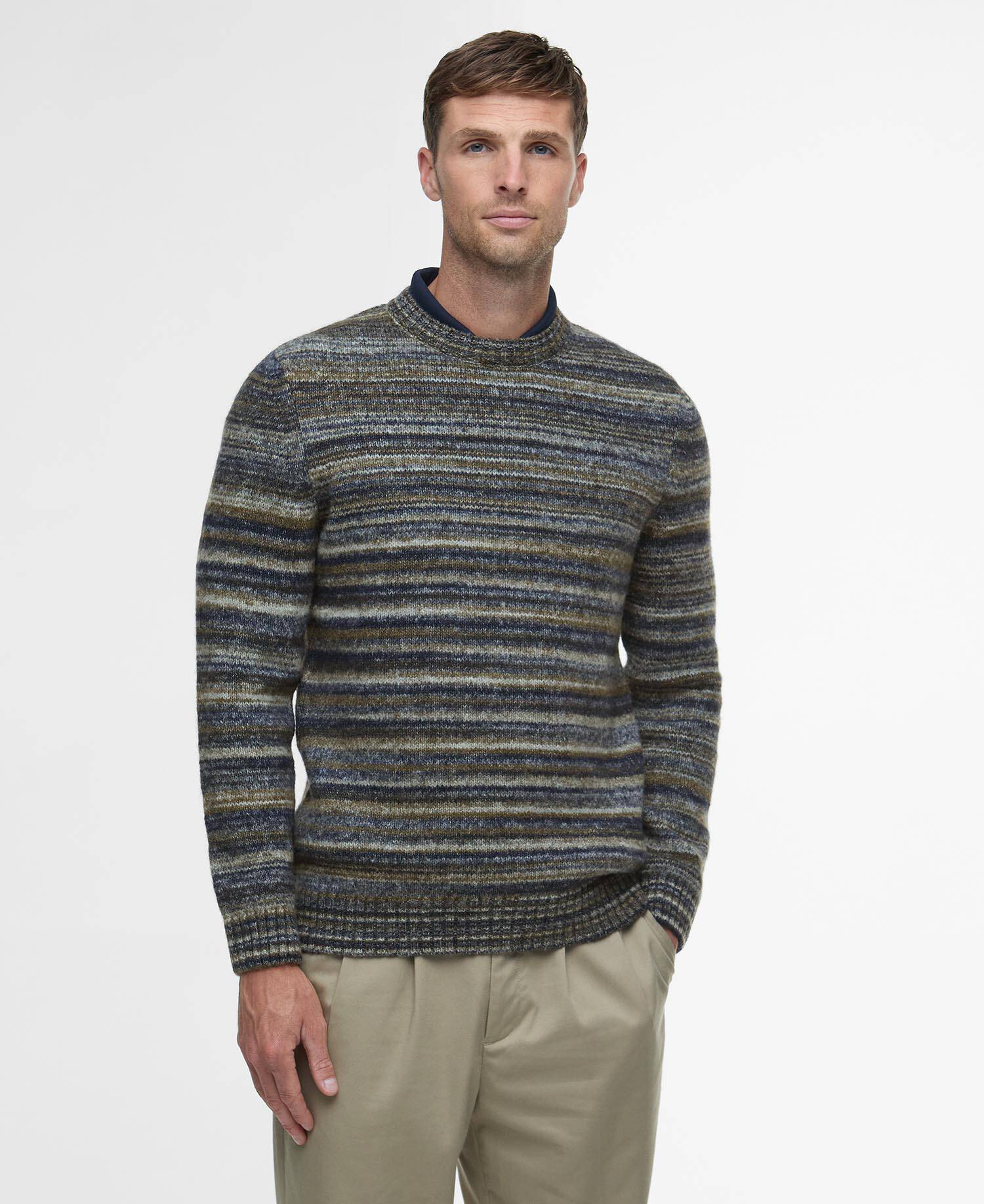 Pateley Striped Crew Neck Jumper Inky Marl image number 0