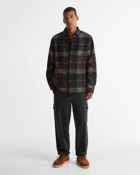 Woodlane Brushed Check Overshirt Midnight Oak Tartan