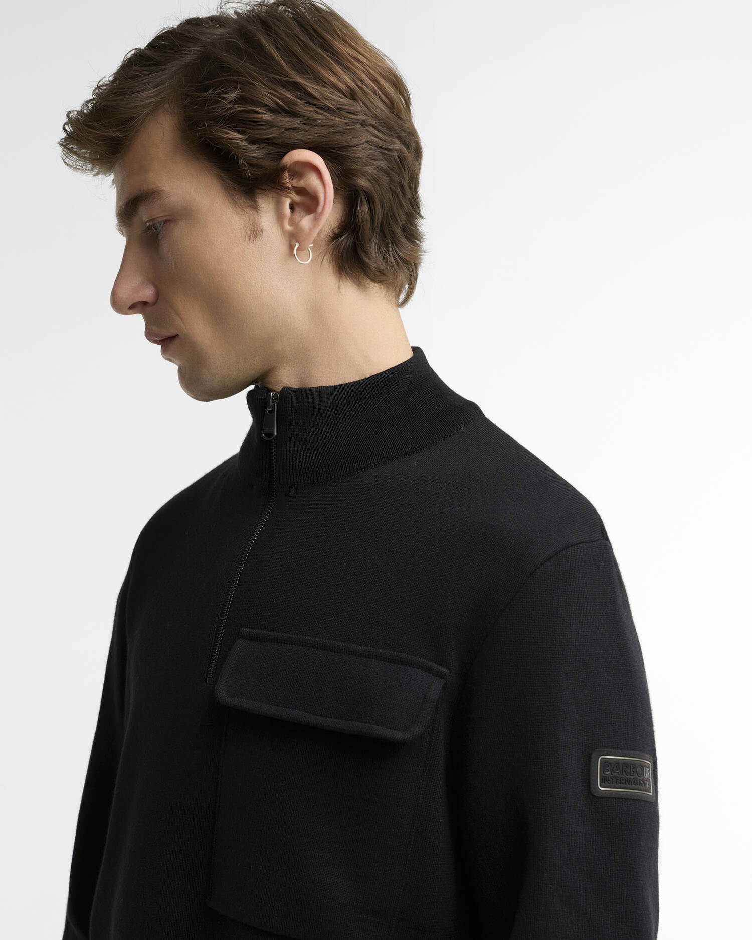 Burley Cotton-Merino Half-Zip Jumper Black image number 3