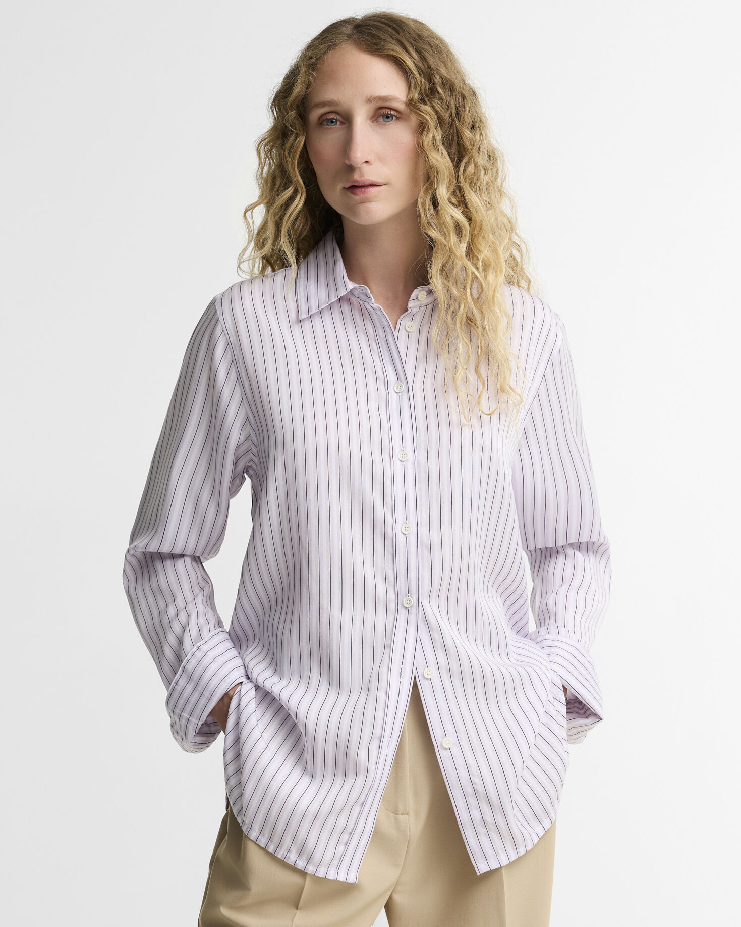 Evangeline Striped Relaxed Shirt Frosted Heather Stripe