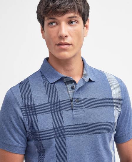 Blaine Tartan Short-Sleeved Polo Shirt Chambray