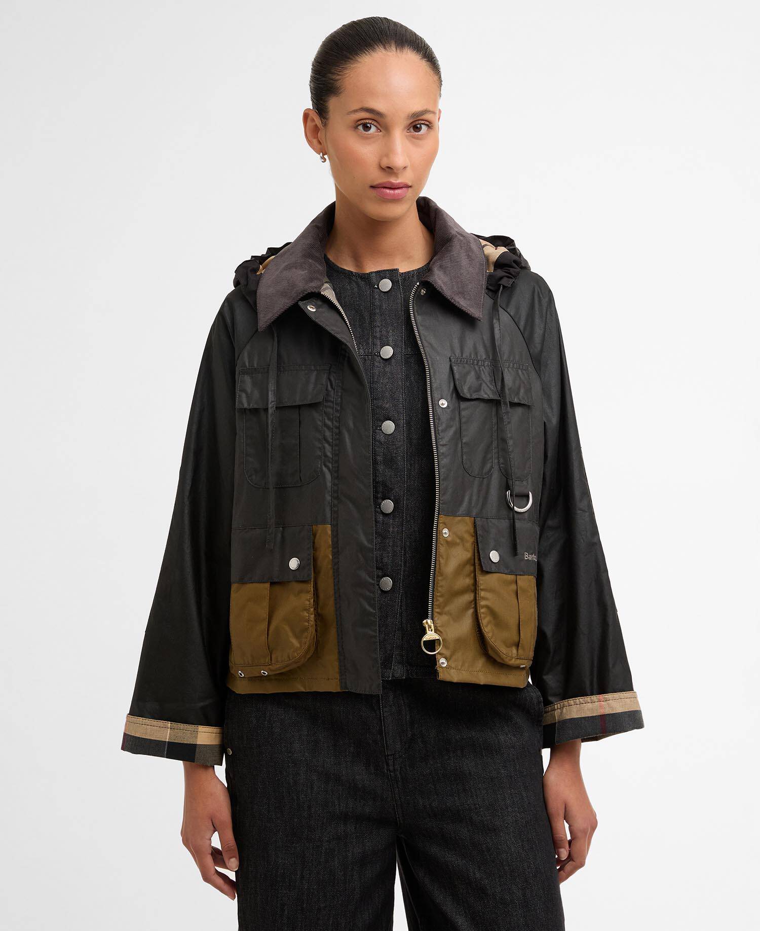 Wachsjacke Liza Black/Grey/Sand/Dress image number 0