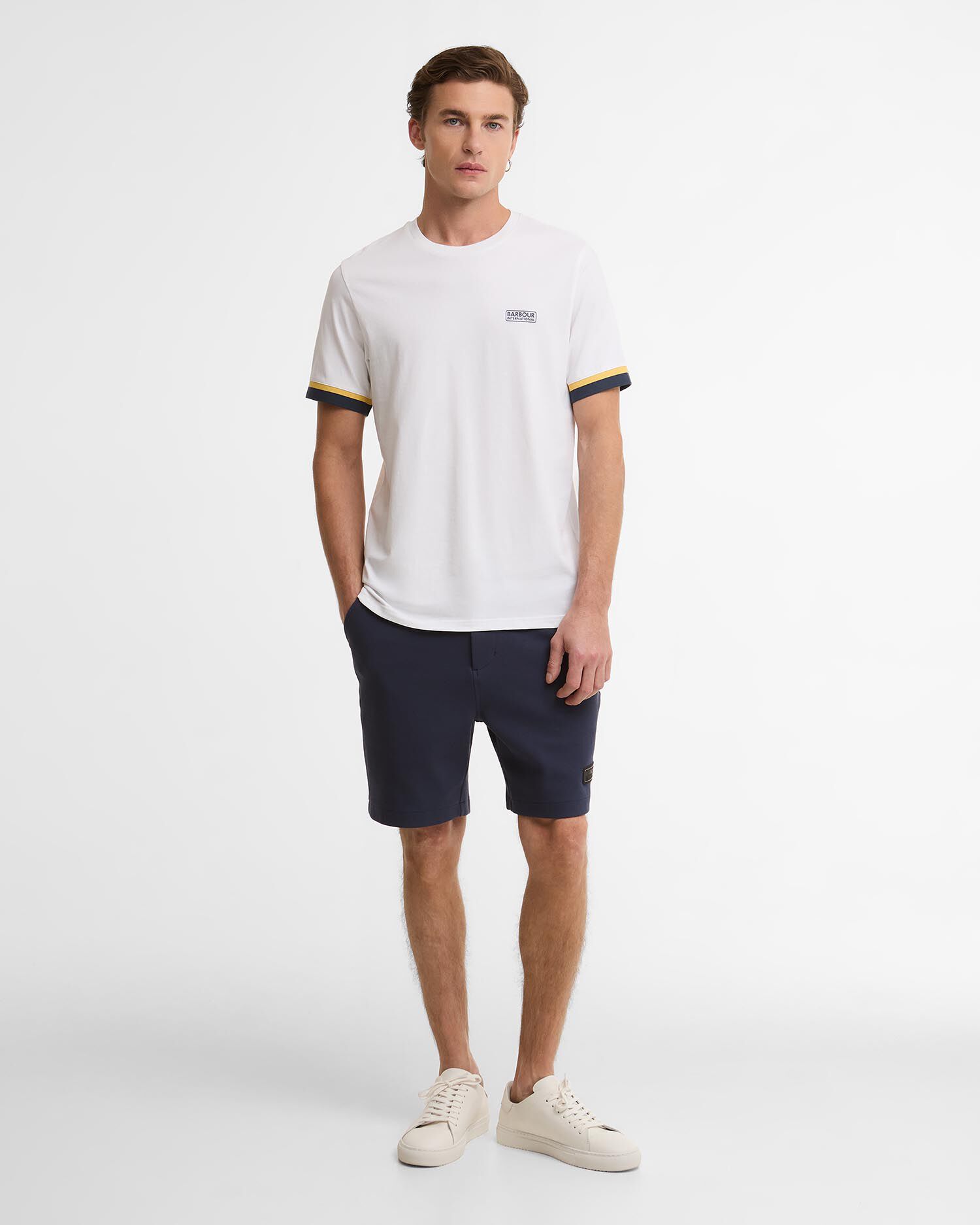 Deep Cuff Evan Tipped T-Shirt White