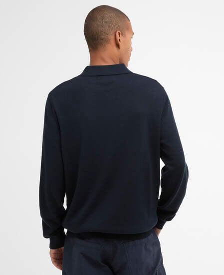 Langarm-Strickpoloshirt Pima Navy