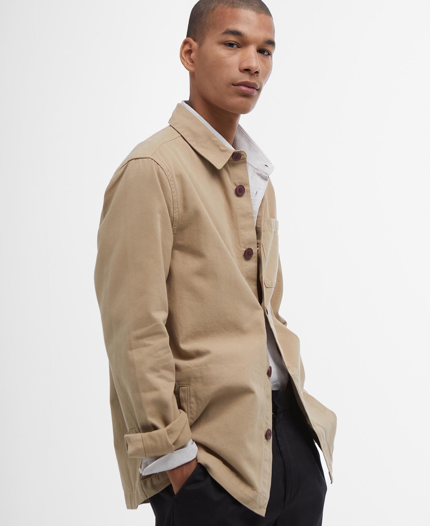 Washed Cotton Overshirt Washed Stone