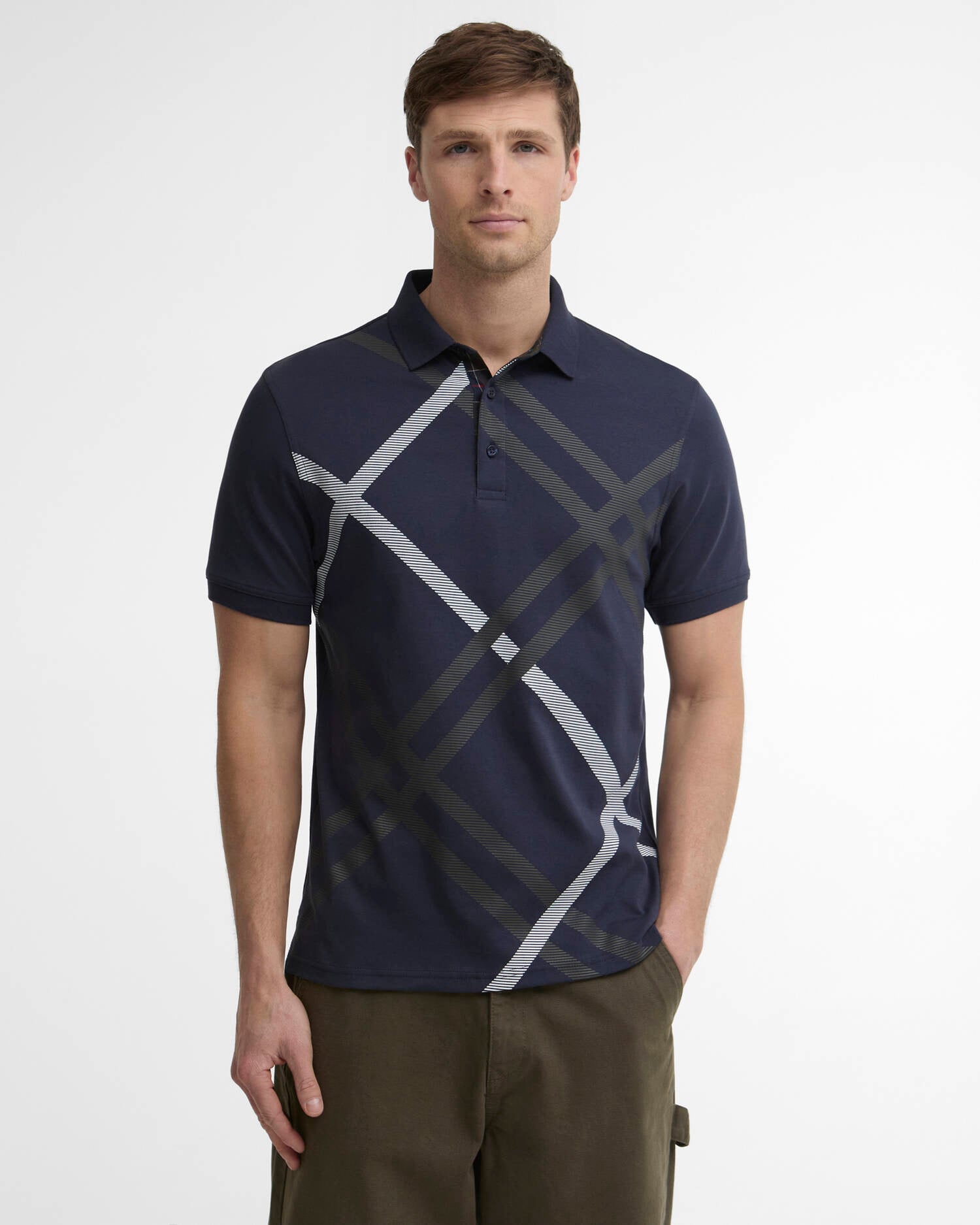 Barbour Poloshirt Tartan Bias Tartan Tailored Navy image number 0