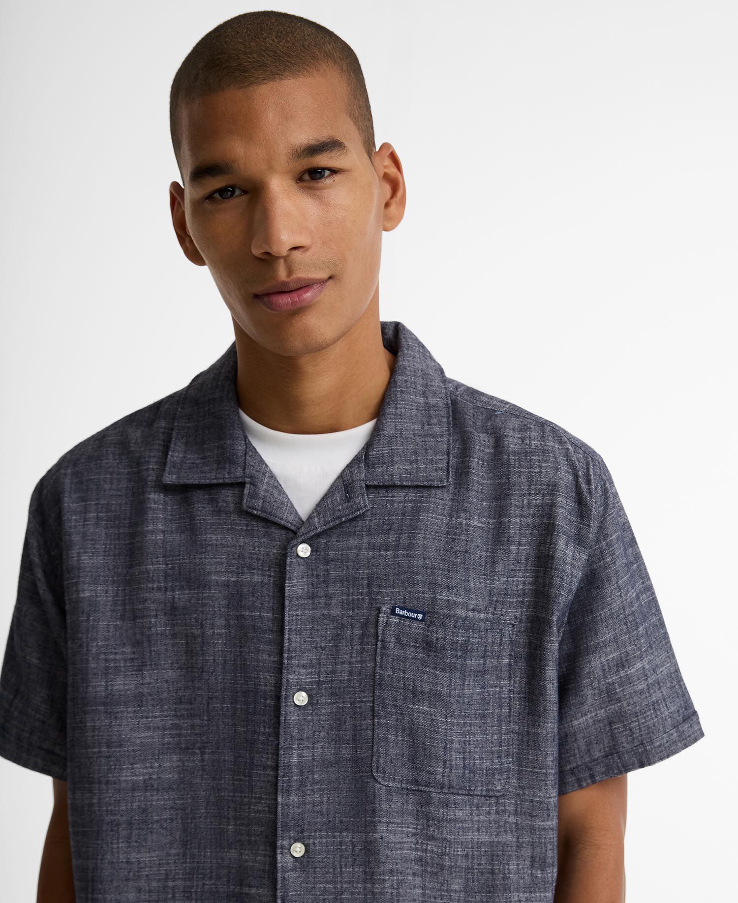 Kurzarmhemd Bowston aus Leinen-Mix Dark Navy