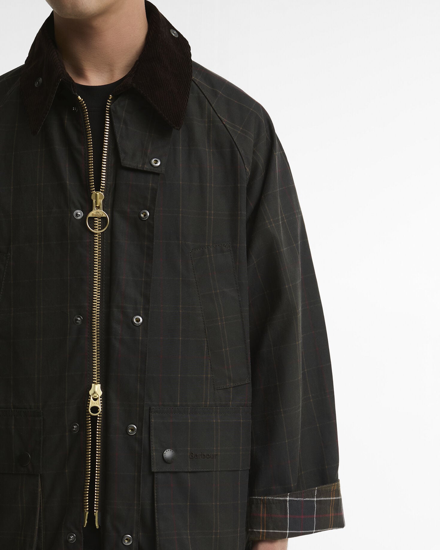 Tartan Oversized Bedale Waxed Jacket Dark Classic