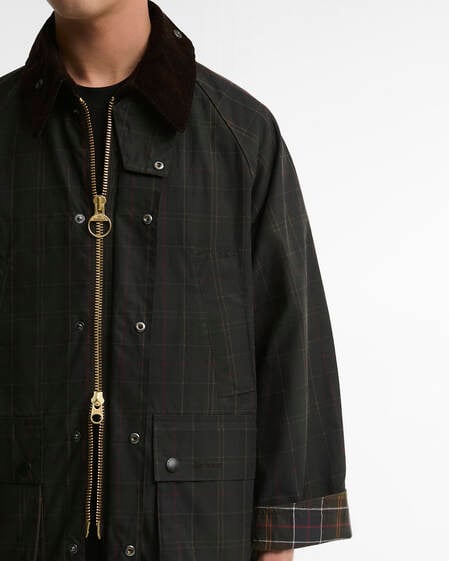 Tartan Oversized Bedale Waxed Jacket Dark Classic