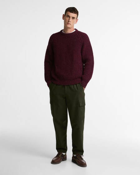 Scottish Made Donegal Wool Crew Neck Jumper Merlot